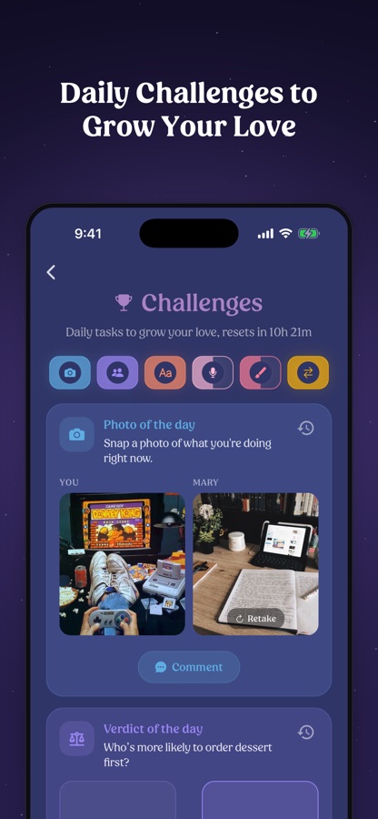 Challenges — daily tasks to grow your love